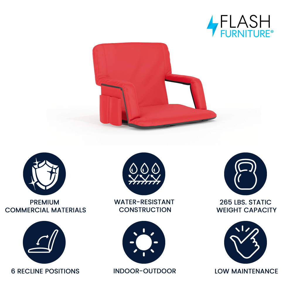 Flash Furniture Reclining Stadium Chair, Extra Wide, Red