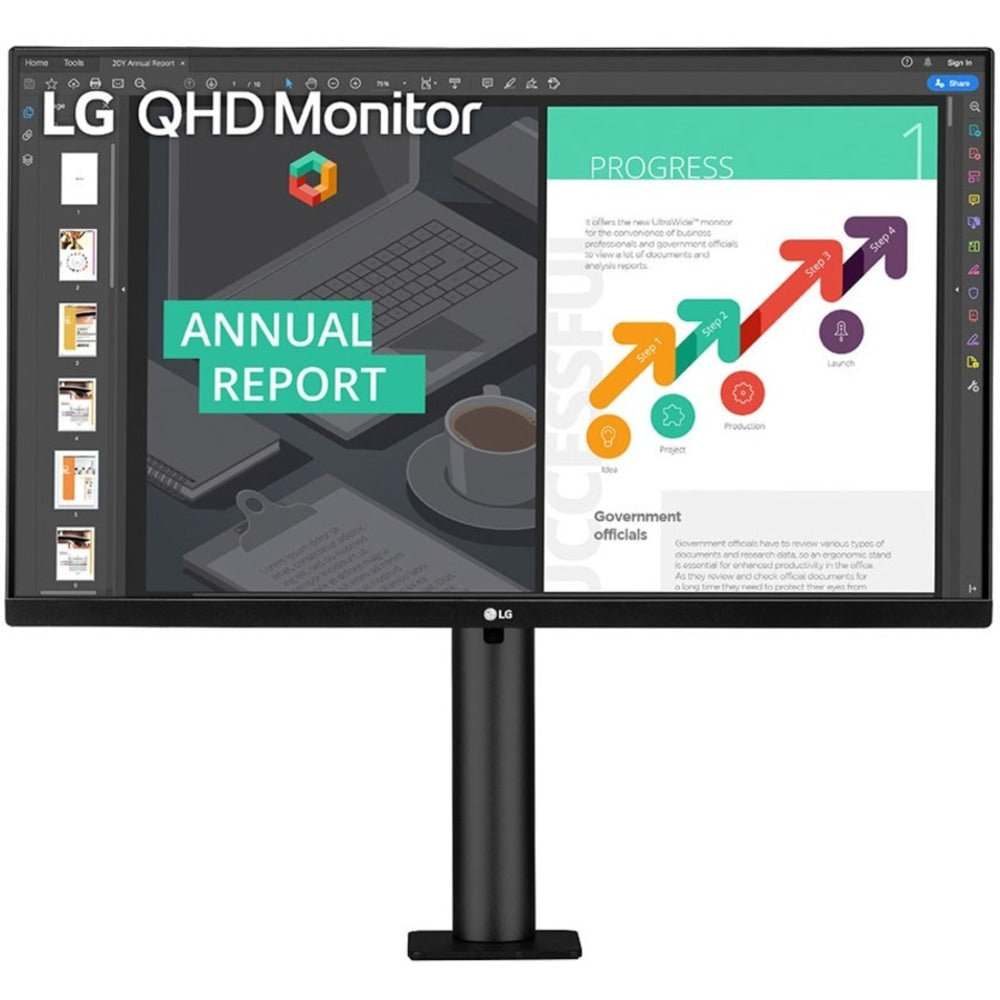 LG 27BN88Q-B 27in Class WQHD LCD Monitor - 16:9 - Textured Black - 27in Viewable - In-plane Switching (IPS) Technology - 2560 x 1440 - 16.7 Million Colors - FreeSync - 350 Nit Typical - 5 ms - GTG Refresh Rate - Speakers - HDMI - DisplayPort