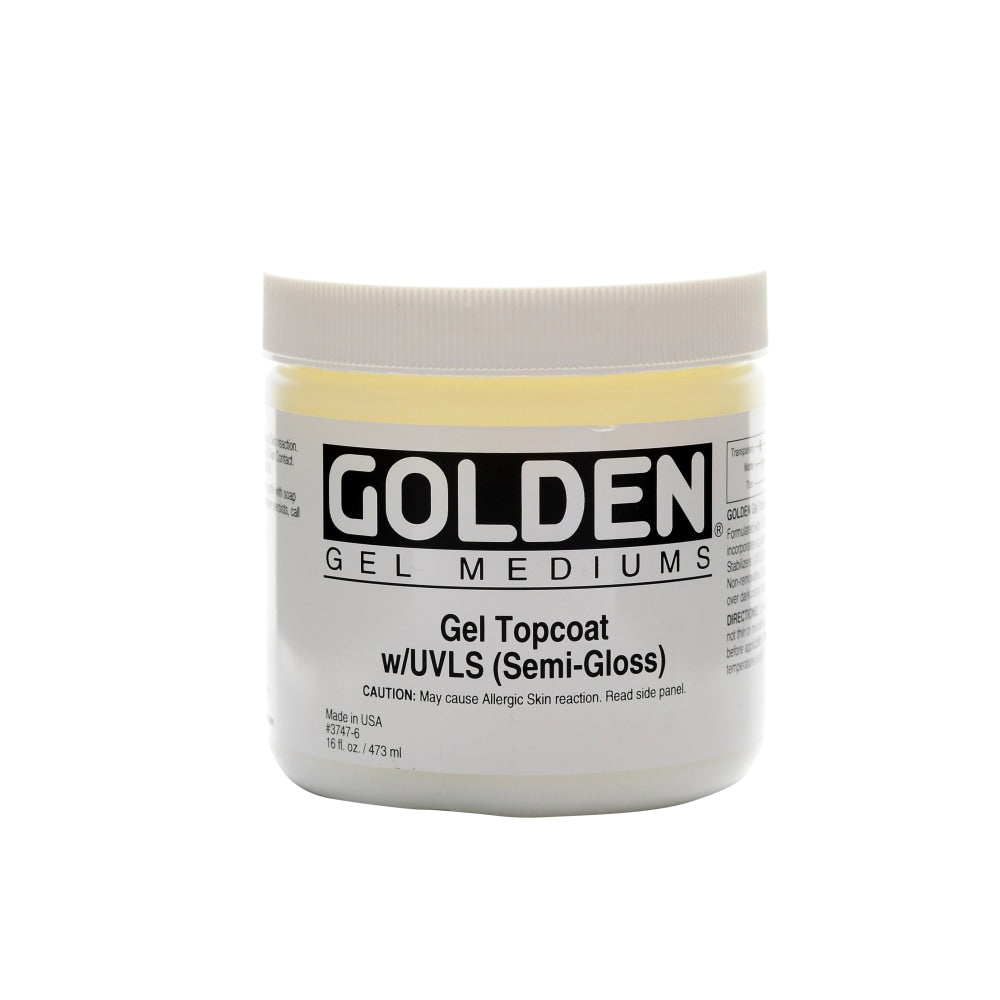 Golden Digital Mixed Media Gel Topcoat With UVLS, Semi-Gloss, 16 Oz