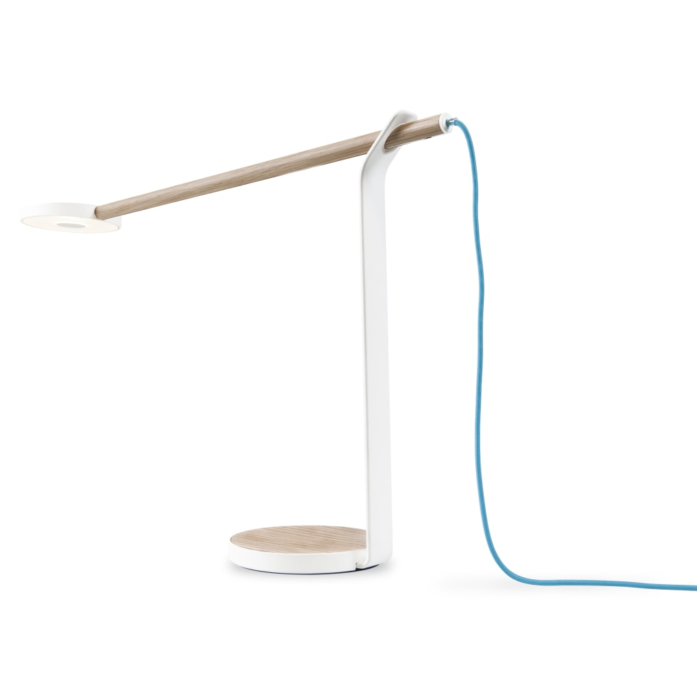 Koncept Gravy LED Desk Lamp, 13-3/8inH, Matte White/White Oak