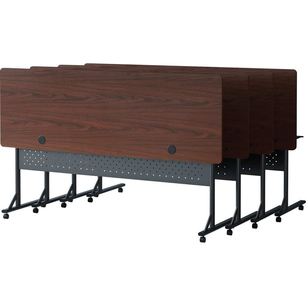 Lorell Shift 2.0 Flip & Nesting Mobile Table, 29-1/2inH x 72inW x 24inD, Mahogany/Black