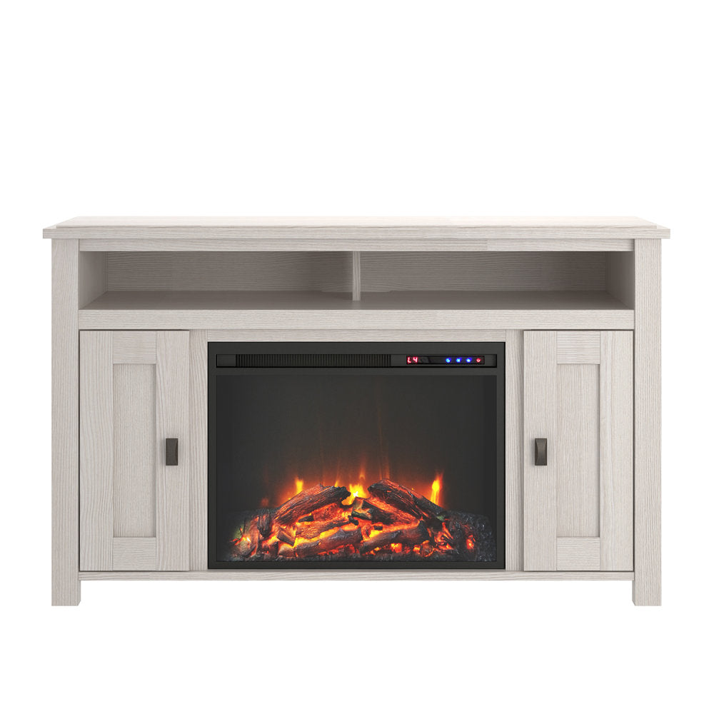 Ameriwood Home Farmington Electric Fireplace TV Console For 50in TVs, Ivory