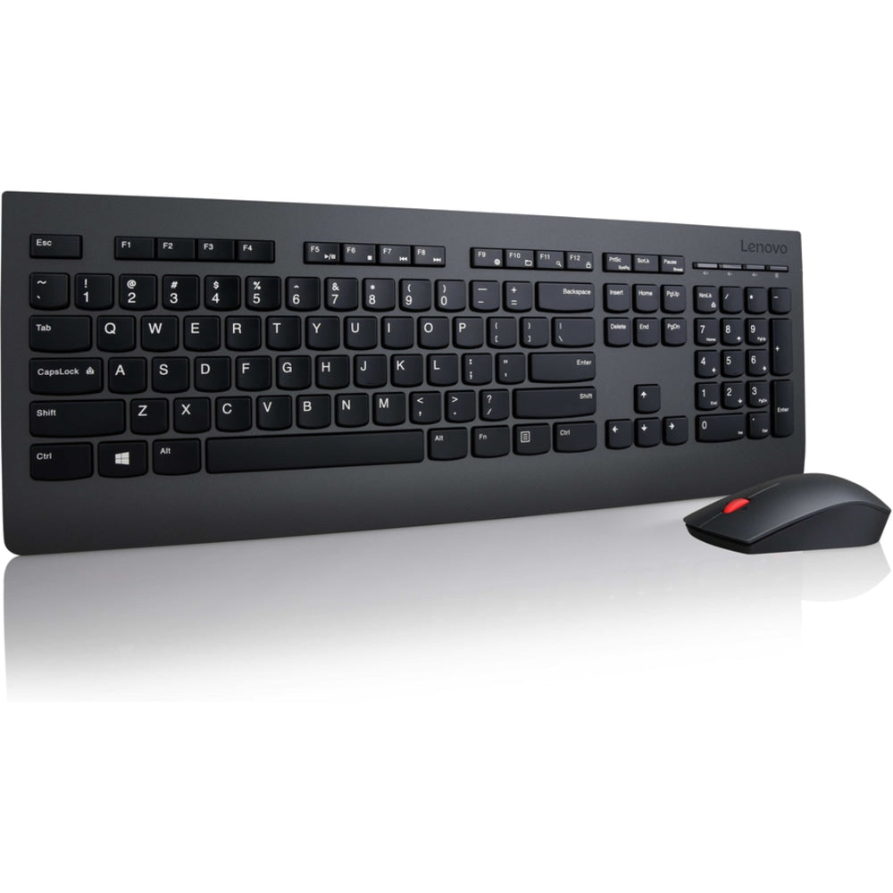 Lenovo Professional Wireless Keyboard and Mouse Combo - LA Spanish w/o Battery - USB Wireless RF Spanish Latin America - Black - USB Wireless RF Laser - 1600 dpi - 5 Button - Tilt Wheel - QWERTY - Black