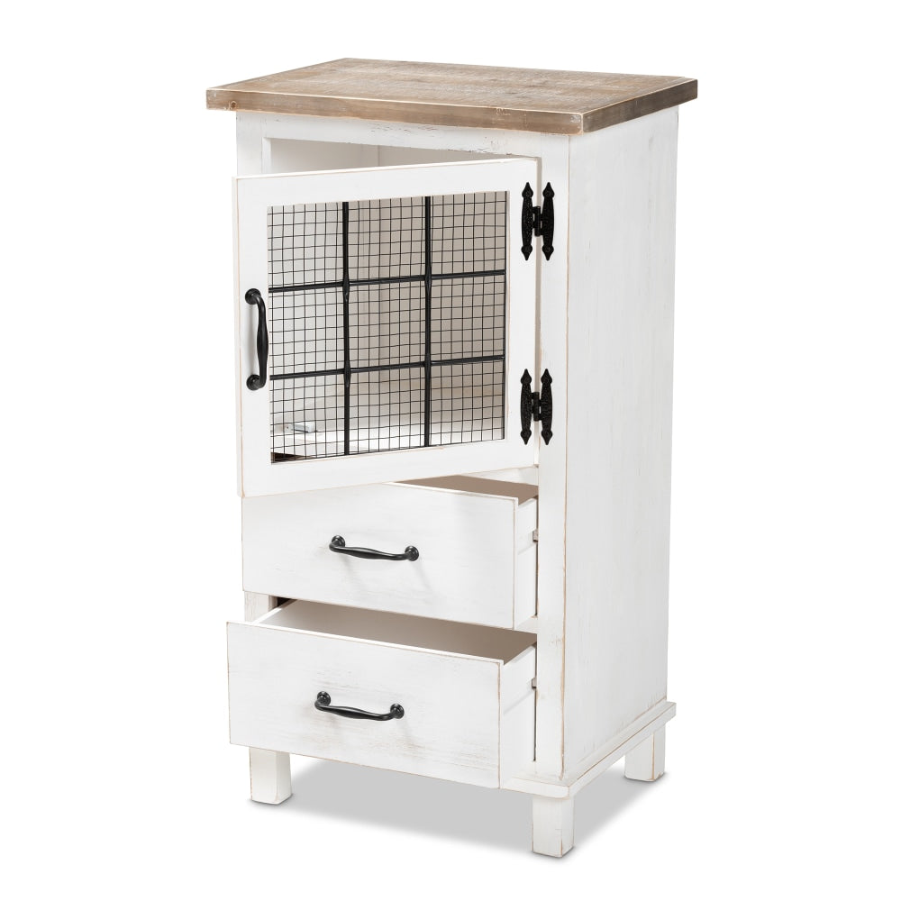 Baxton Studio Faron 19inW 2-Drawer Storage Cabinet, White/Oak Brown