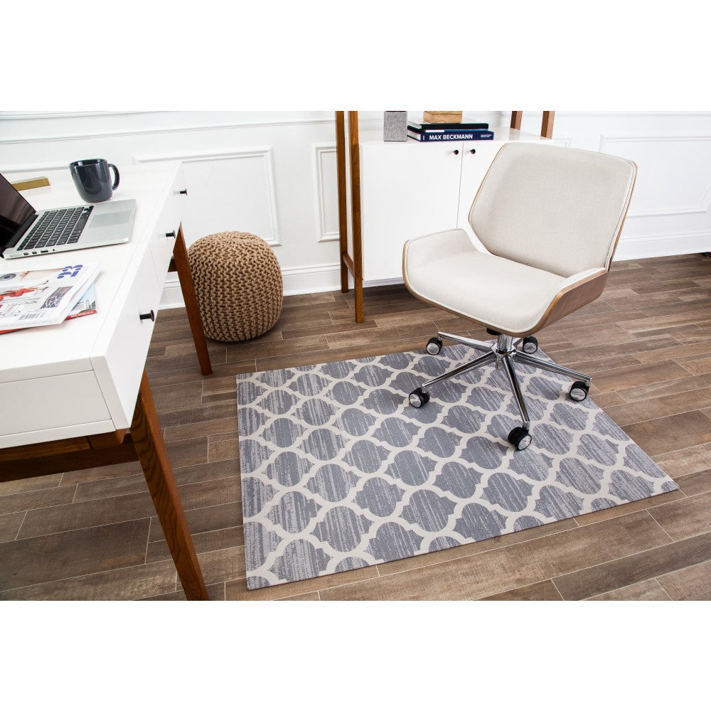 Anji Mountain Mitte Rug'd Chair Mat, 1/4inH x 40inW x 54inD, Gray/Beige