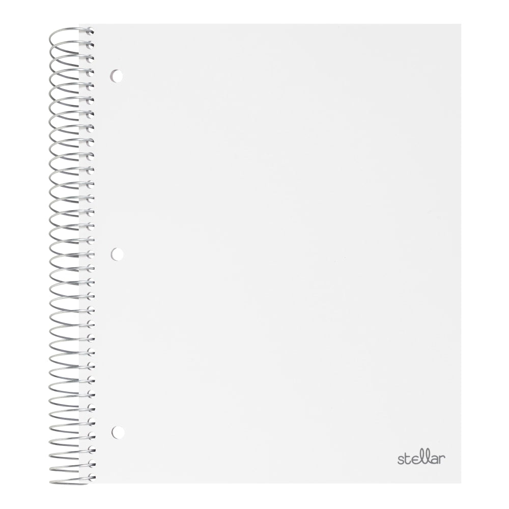 Office Depot Brand Stellar Poly Notebook, 8in x 10-1/2in, 3 Subject, Wide Ruled, 150 Sheets, White