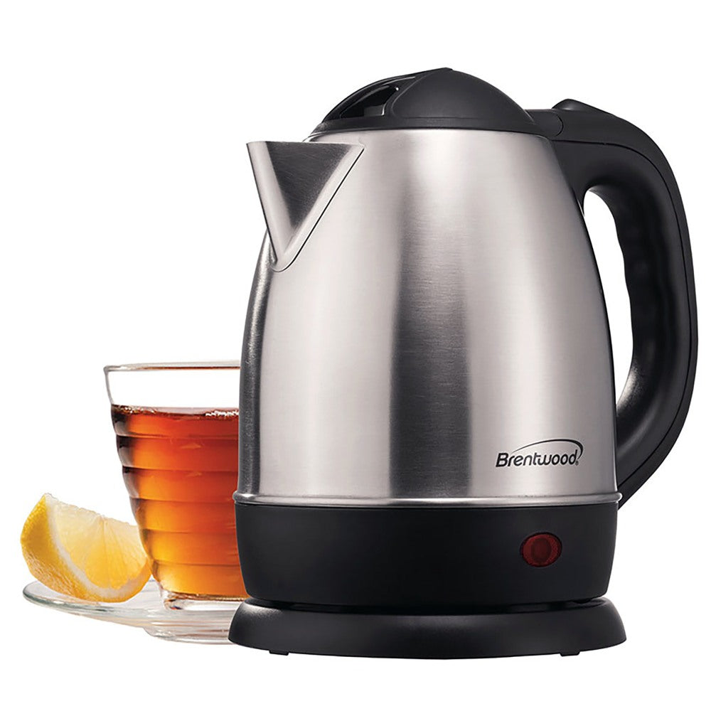 Brentwood 1.2L Stainless Steel Electric Cordless Tea Kettle, Silver