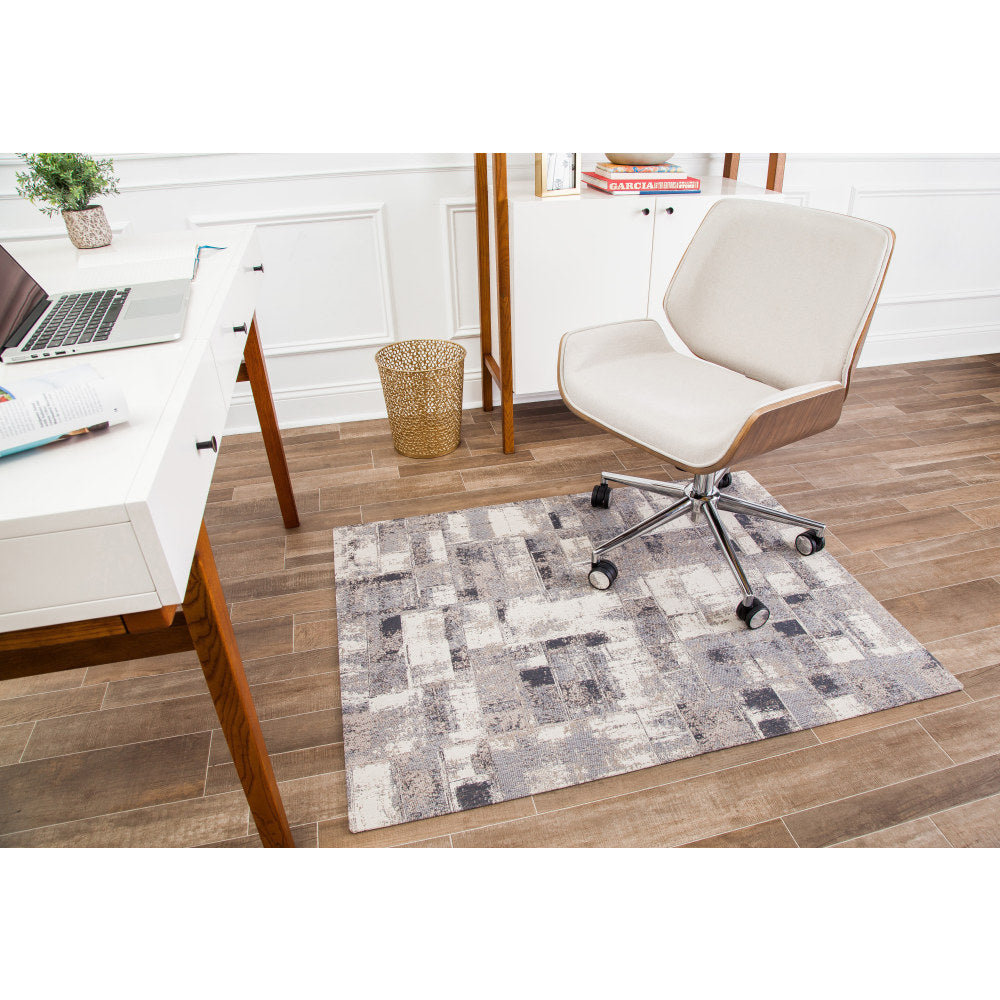 Anji Mountain Aarhus Rug'd Chair Mat, 1/2inH x 40inW x 54inD, Beige/Brown/Gray