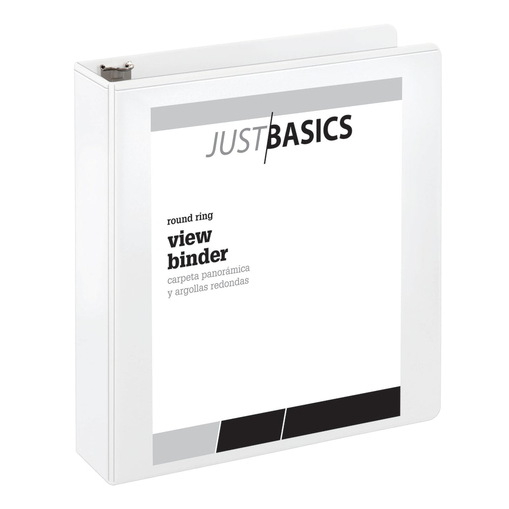 Just Basics Basic View 3-Ring Binder, 2in Round Rings, White