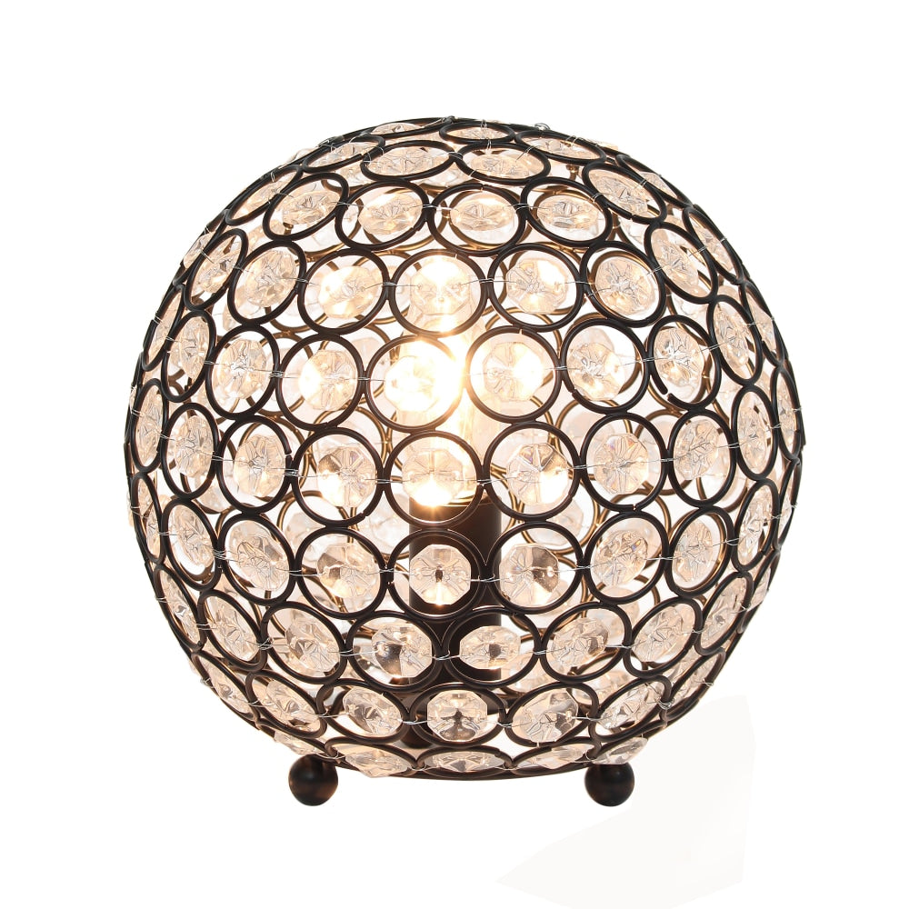 Lalia Home Elipse Glamorous Crystal Orb Table Lamp, 8inH, Restoration Bronze