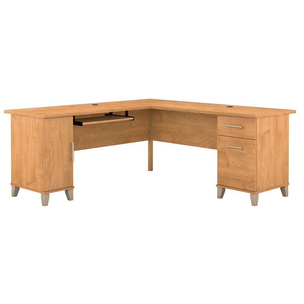 Bush Business Furniture Somerset 71inW L-Shaped Corner Desk, Maple Cross, Standard Delivery