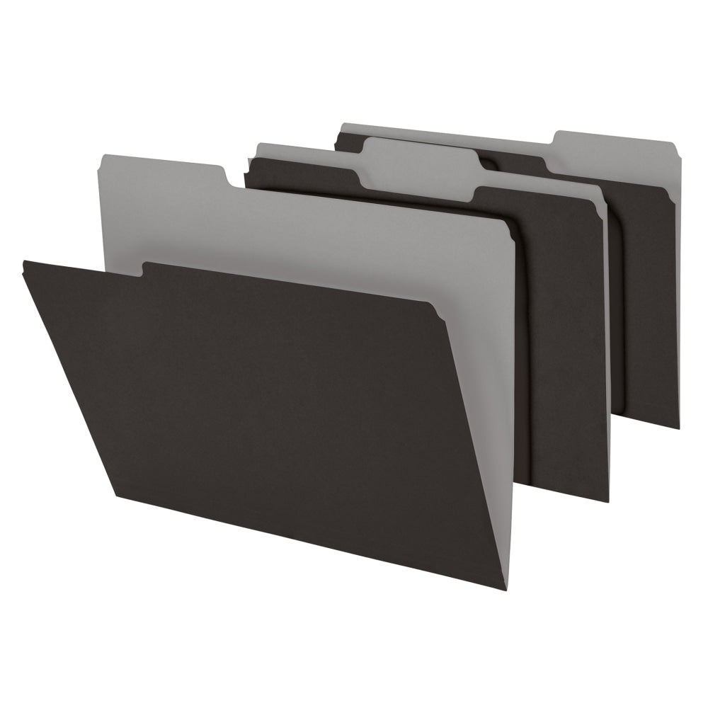 Office Depot Brand File Folders, 1/3 Cut, Letter Size, Black, Box Of 100 Folders