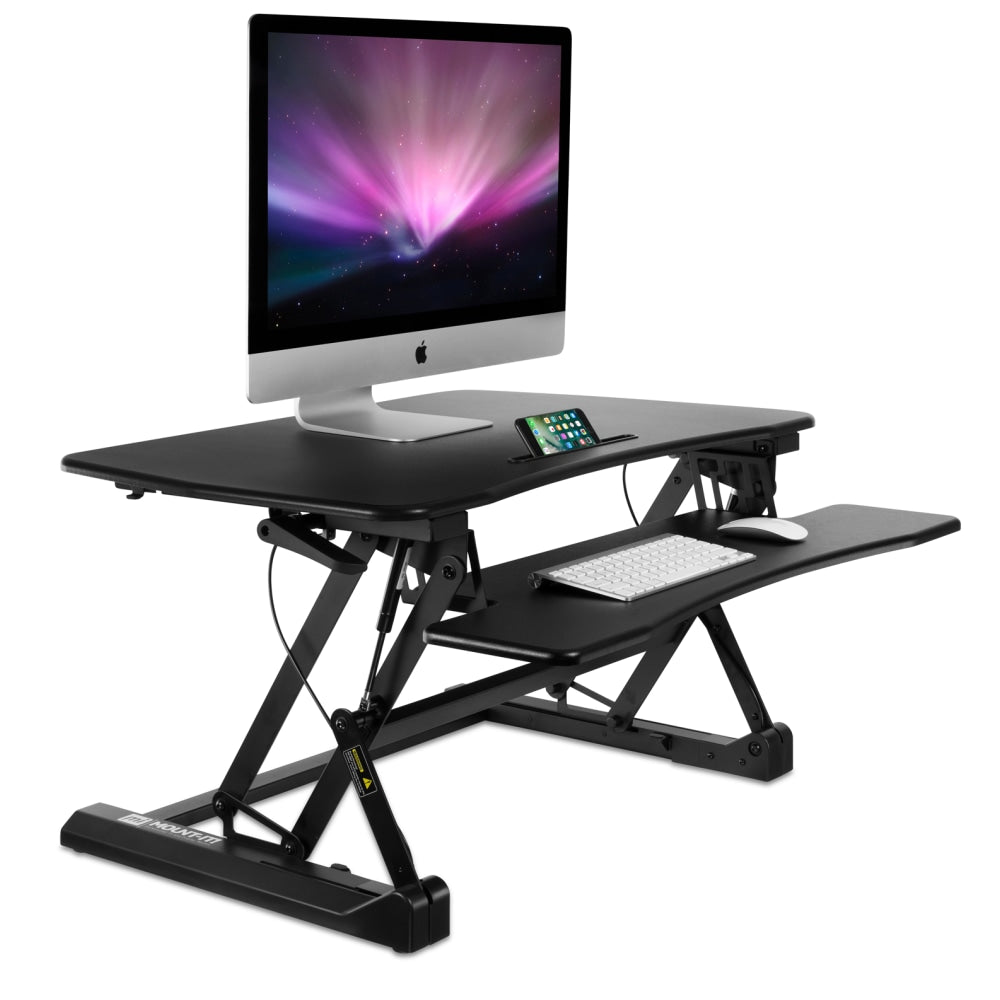 Mount-It! MI-7955 Height-Adjustable Standing Desk Riser, 6inH x 40-7/16inW x 9inD, Black