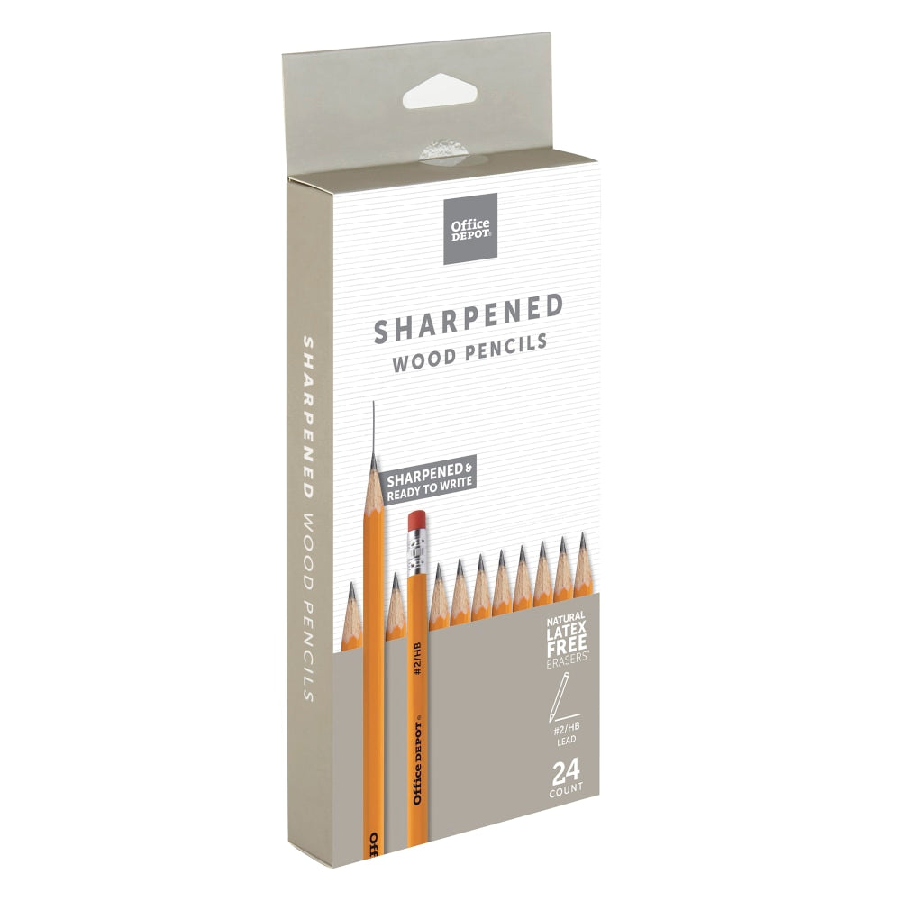 Office Depot Brand Presharpened Wood Pencils, #2 Medium Soft Lead, Yellow, Pack Of 24 Pencils