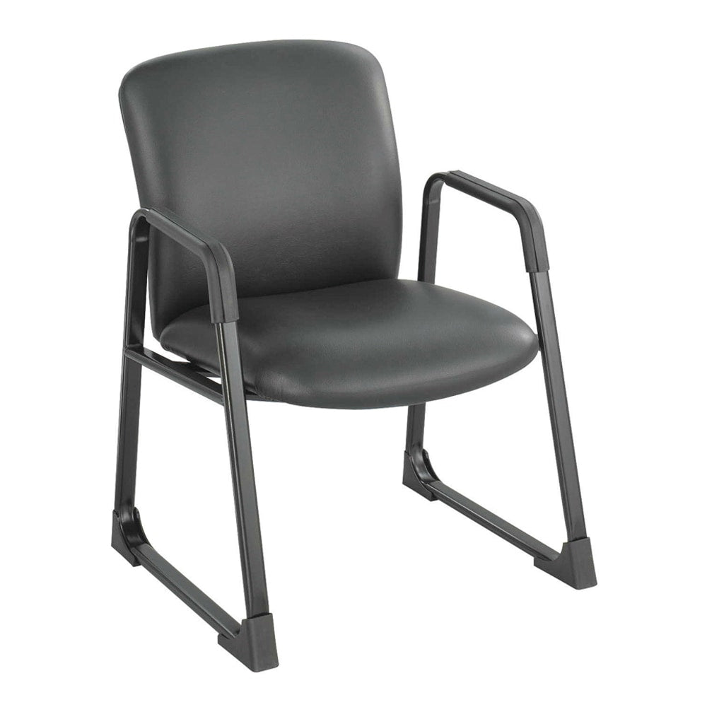 Safco Uber Fabric Guest Chair, Bonded Leather, Black