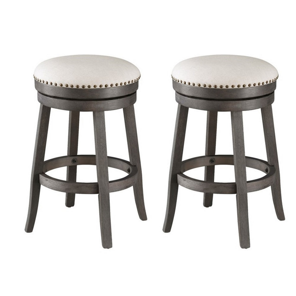 Coast to Coast Swivel Counter Stools, Cream/Gray, Set Of 2 Stools