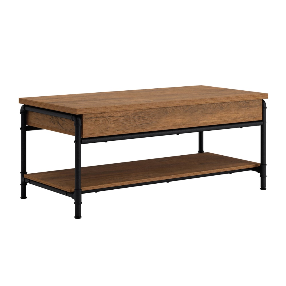 Sauder Iron City Lift-Top Coffee Table, 18inH x 42inW x 20inD, Checked Oak