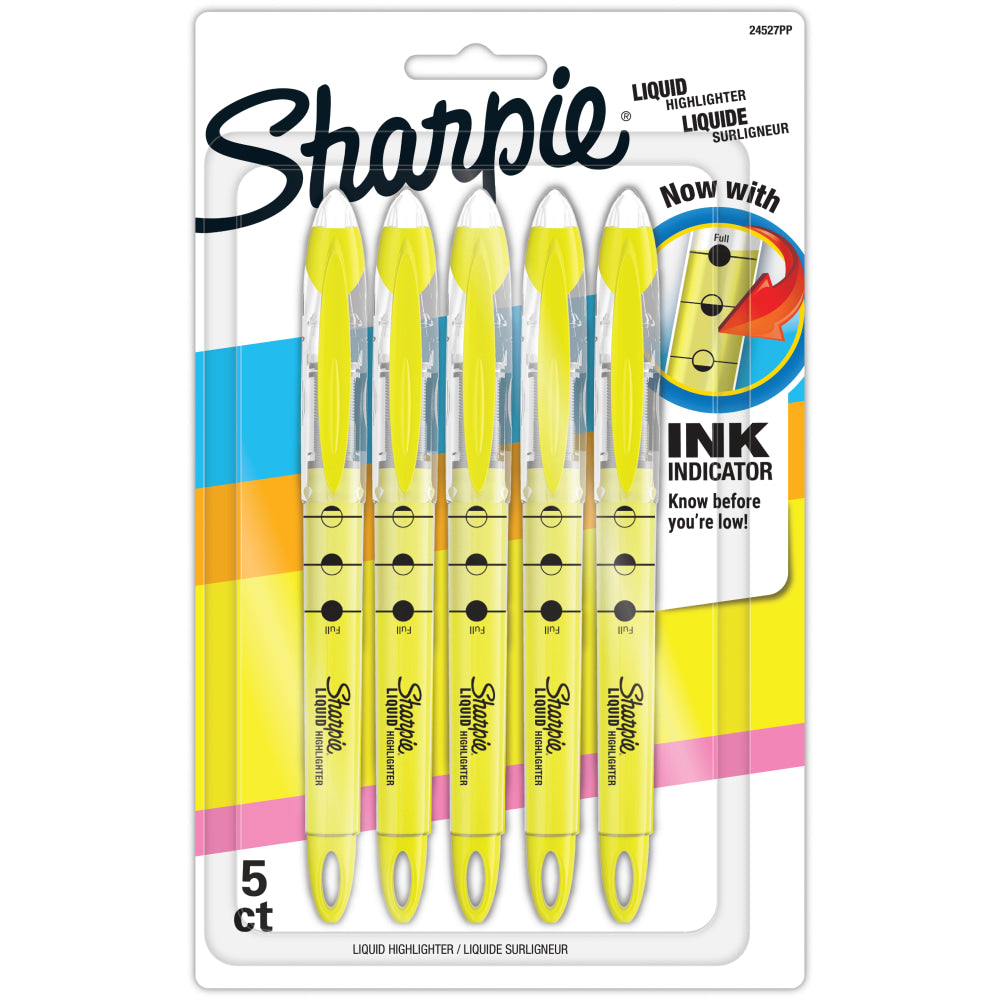 Sharpie Accent Liquid Highlighters, Yellow, Pack Of 5