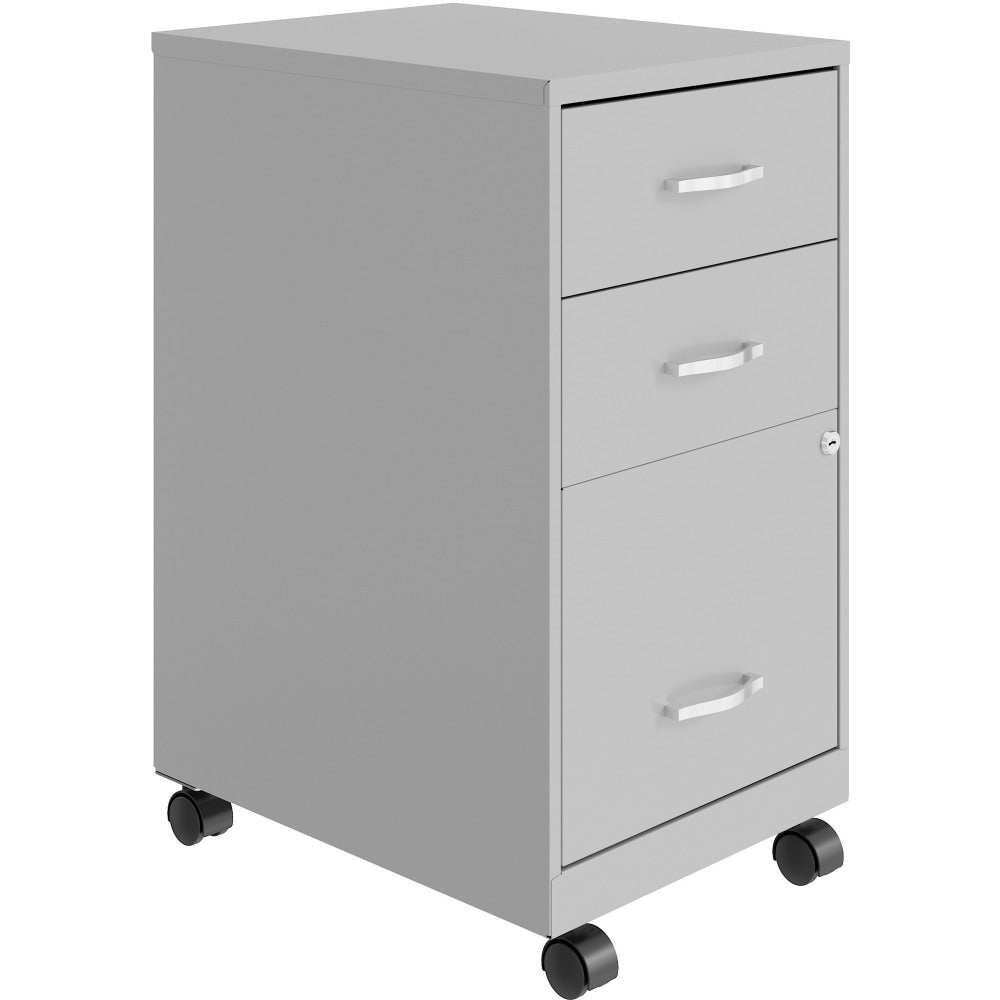 NuSparc 18inD Mobile Pedestal 3-Drawer Organizer Cabinet, Silver