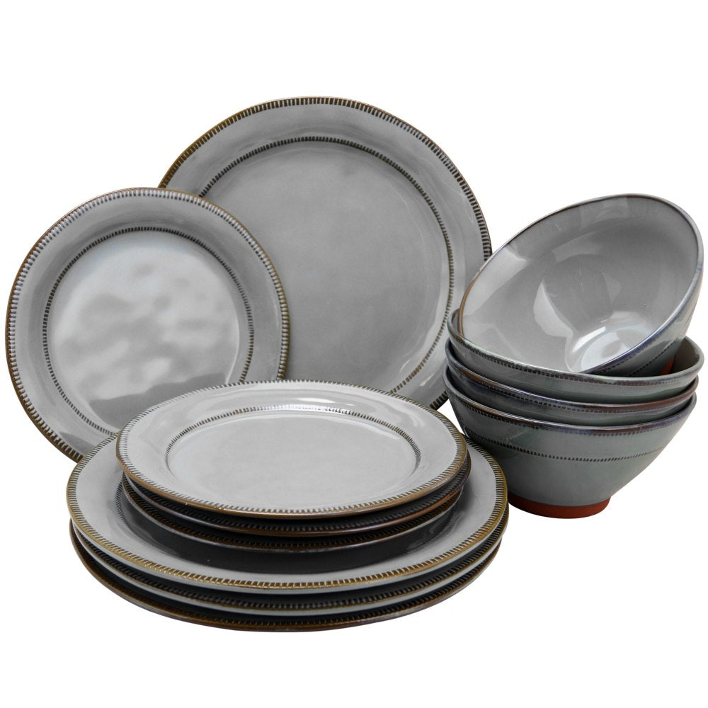 Gibson Elite Terranea 12-Piece Dinnerware Set, Gray