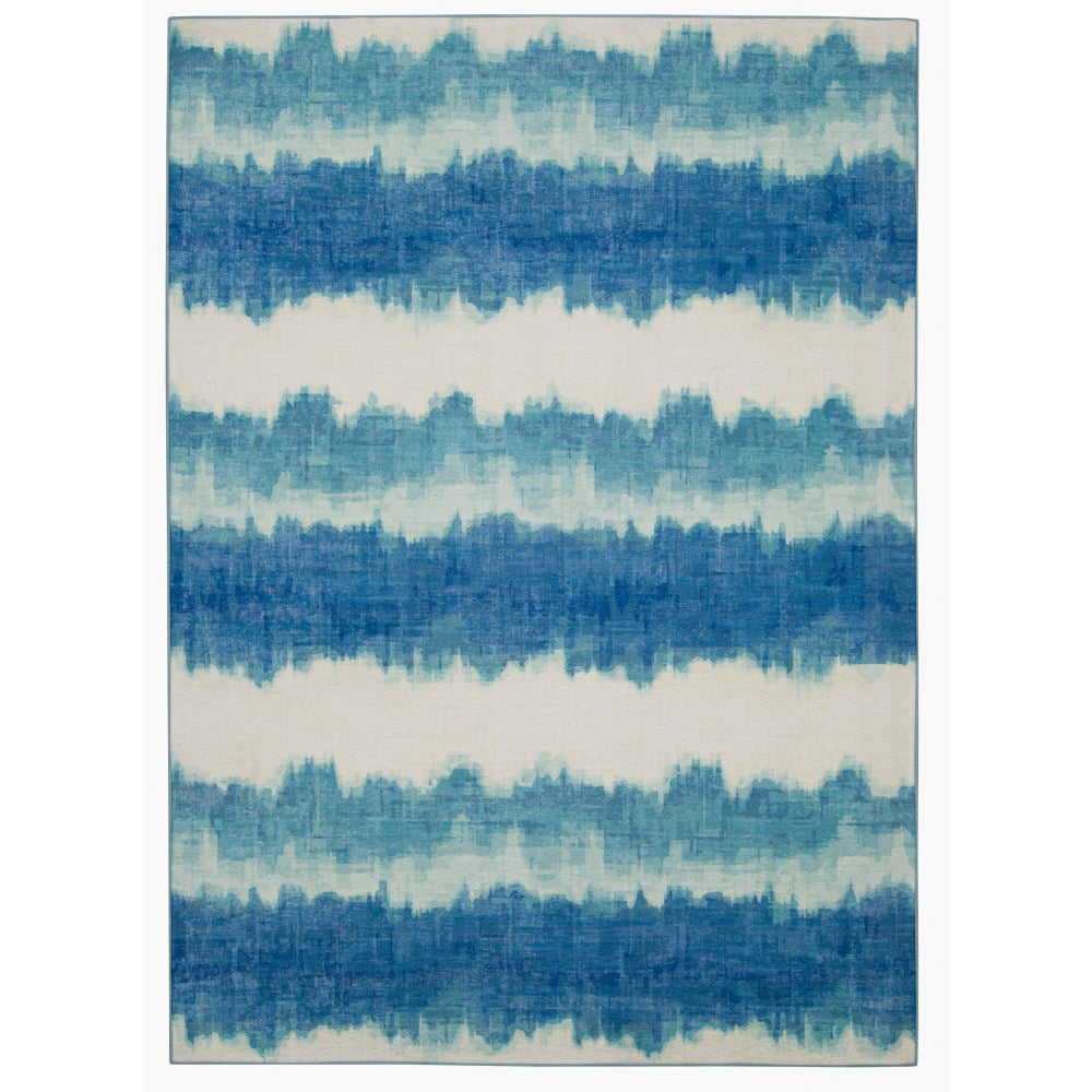 Linon Washable Outdoor Area Rug, Weston, 3ft x 5ft, Ivory/Blue