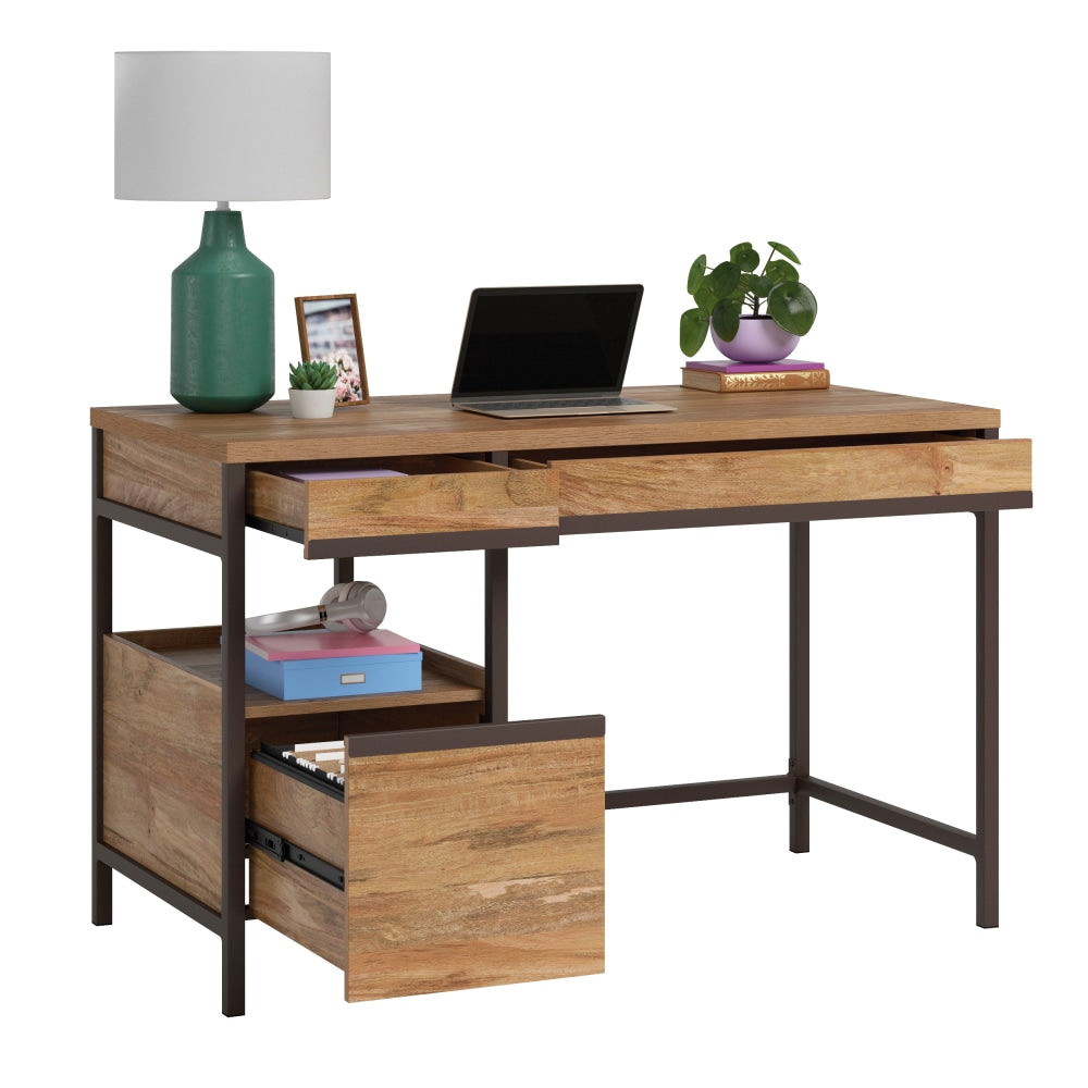 Sauder Manhattan Gate 48inW Single-Pedestal Computer Desk With File Drawer, Sindoori Mango