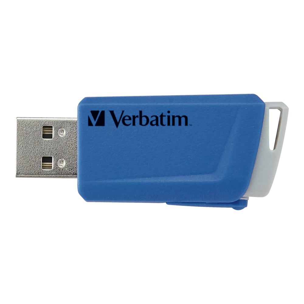 Verbatim Store N Click USB 2.0 Flash Drive, 16GB, Blue/Yellow, Pack Of 2 Flash Drives