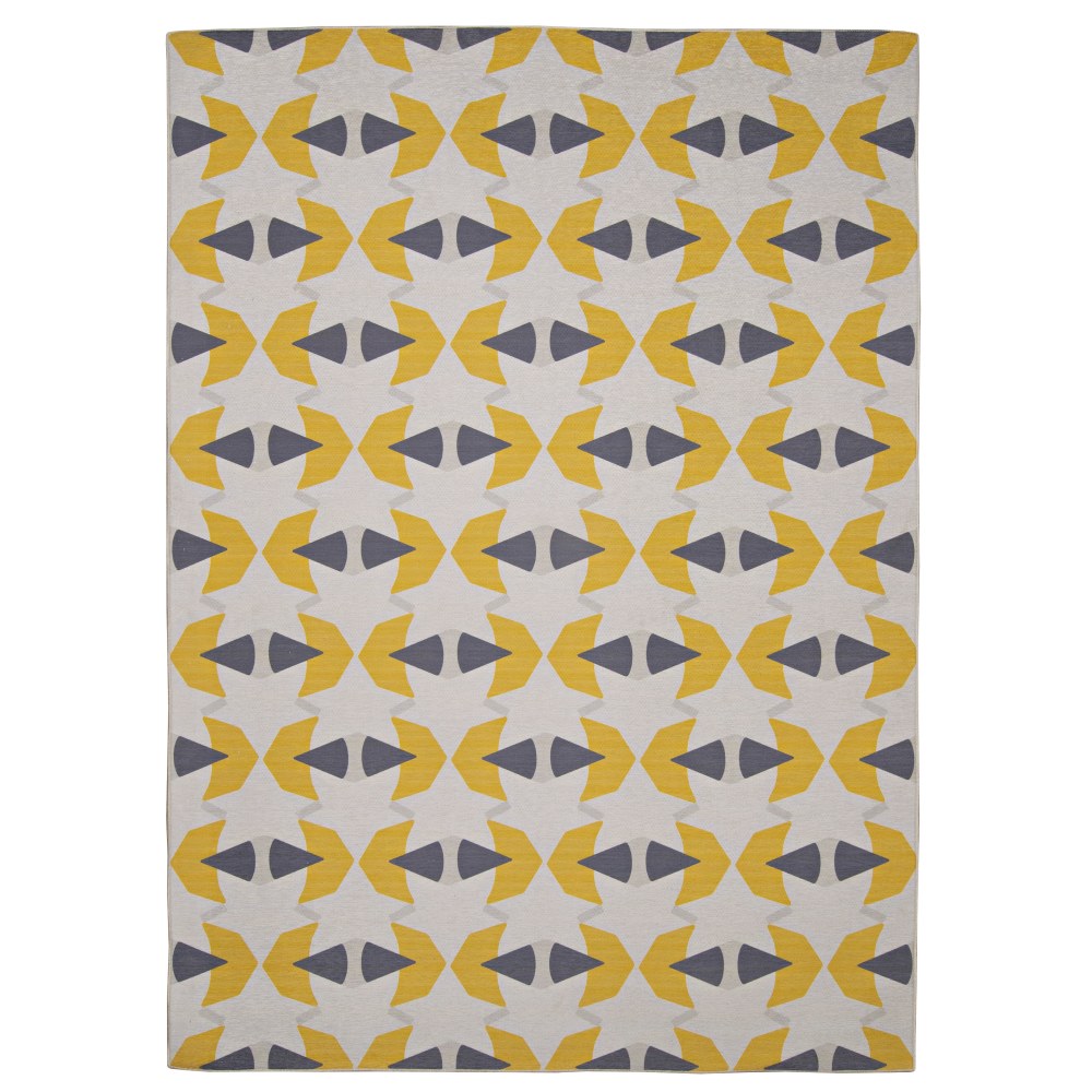 Linon Washable Outdoor Area Rug, Margo, 2ft x 3ft, Ivory/Blue/Yellow