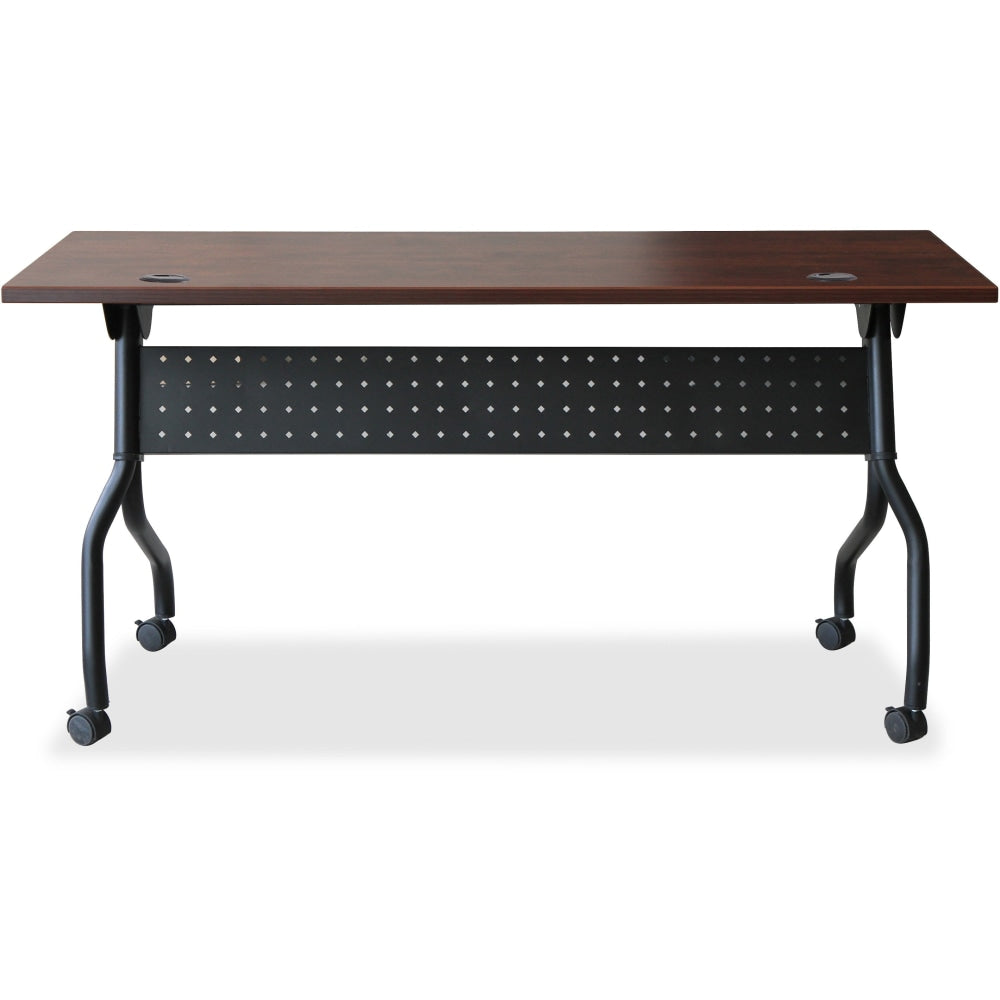 Lorell Flip Top Training Table, 60inW, Cherry/Black