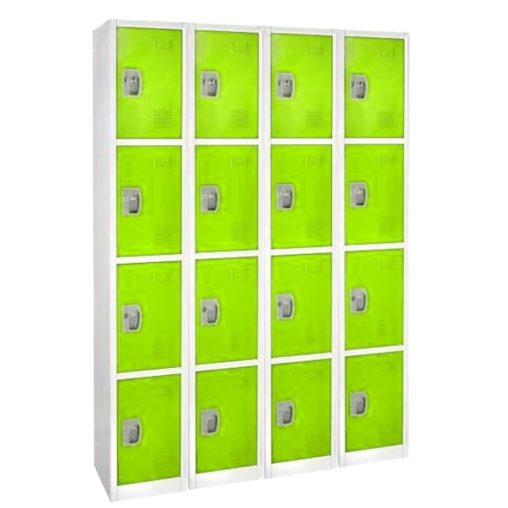 Alpine AdirOffice 4-Tier Steel Lockers, 72inH x 12inW x 12inD, Green, Pack Of 4 Lockers