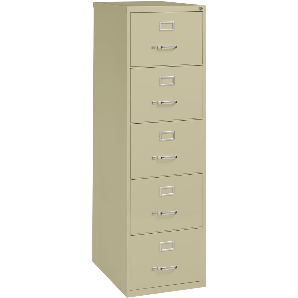 Lorell Fortress 26-1/2inD Vertical 5-Drawer Legal-Size File Cabinet, Putty