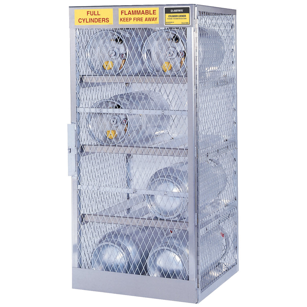 Justrite Horizontal Cylinder Storage Locker, 8 Cylinders