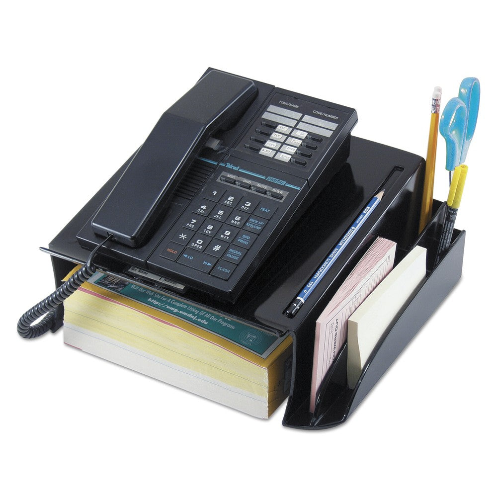 Universal Telephone Stand And Message Center, 5 1/4inH x 12 1/4inW x 10 1/2inD, Black