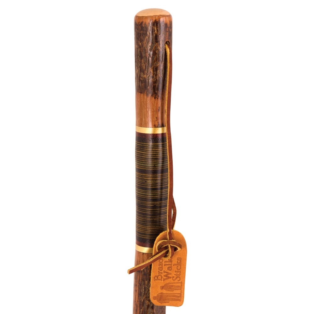 Brazos Walking Sticks Safari Leather Handle Exotic Wood Walking Stick, 58in