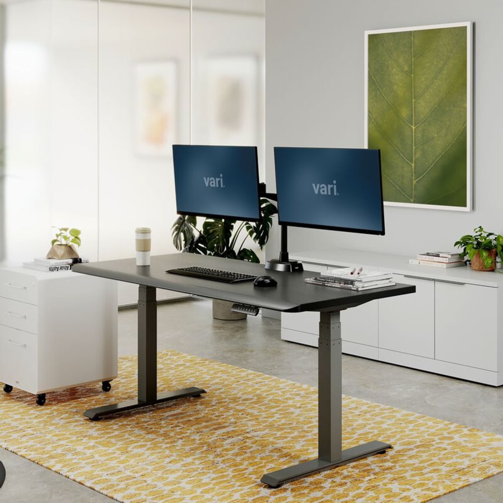 VARI Electric Standing Desk With ComfortEdge, 60inW, Black