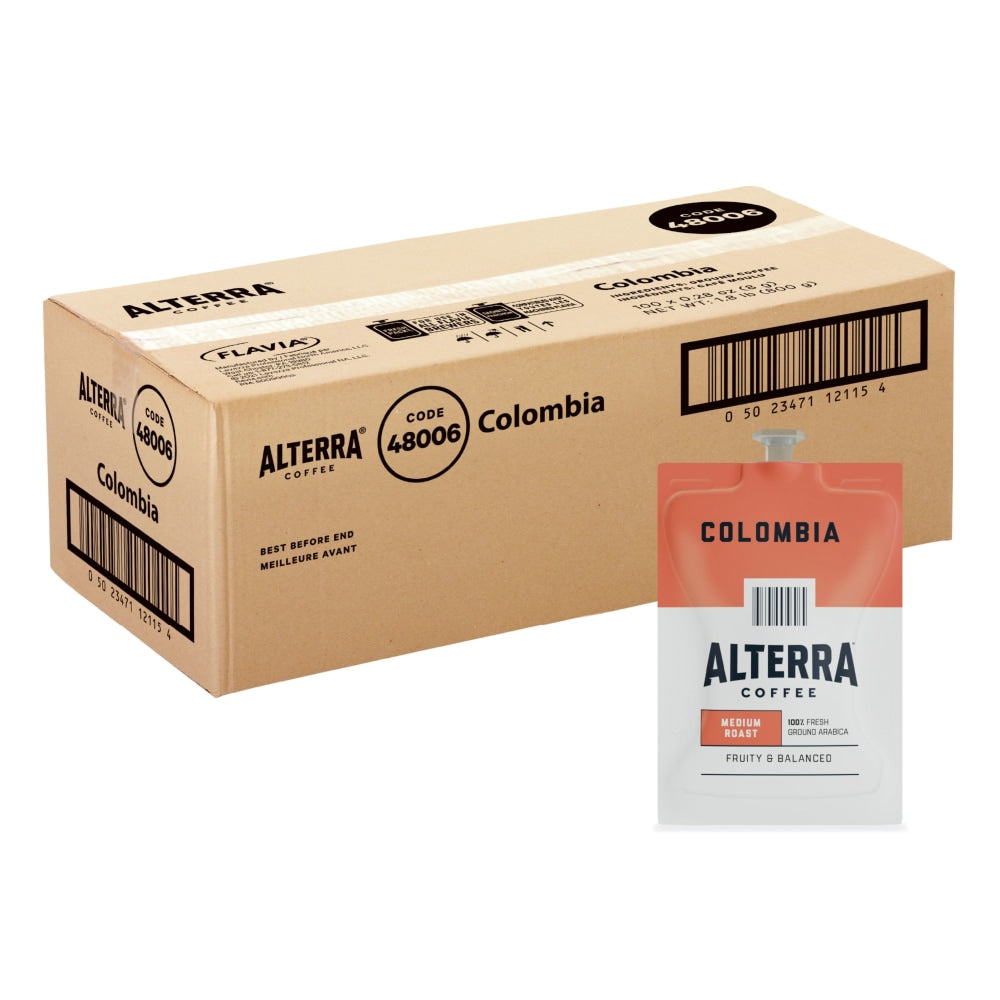 FLAVIA Coffee ALTERRA Single-Serve Coffee Freshpacks, Colombia, Carton Of 100