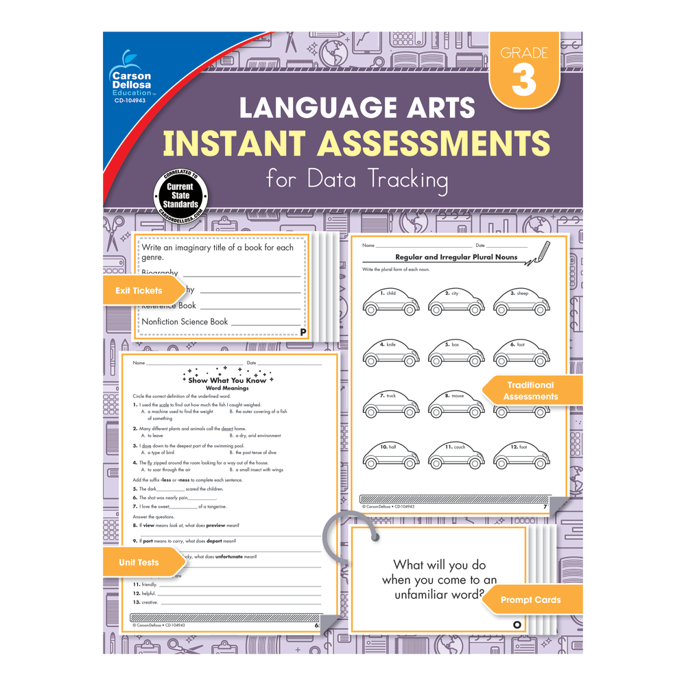 Carson-Dellosa Instant Assessments For Data Tracking Language Arts Resource Book, Grade 3