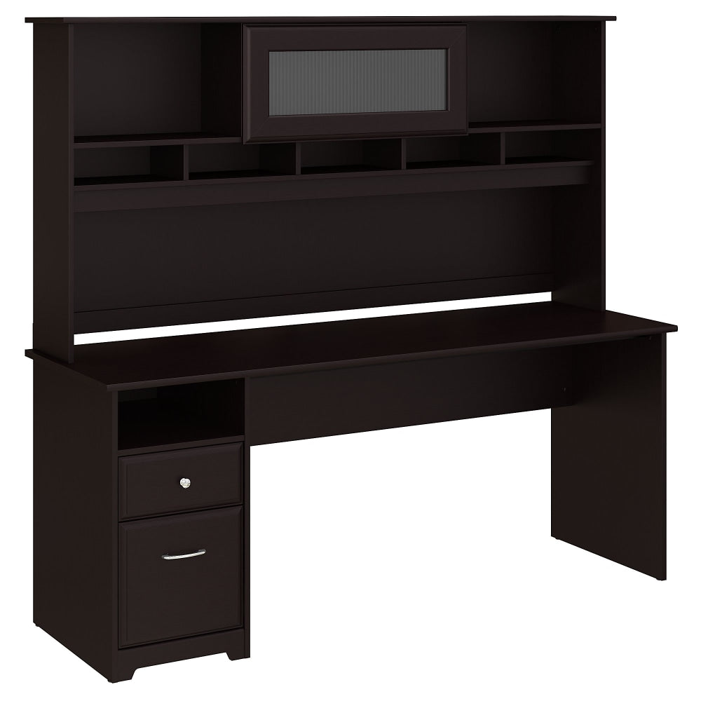 Bush Furniture Cabot 72inW Computer Desk With Hutch And Drawers, Espresso Oak, Standard Delivery