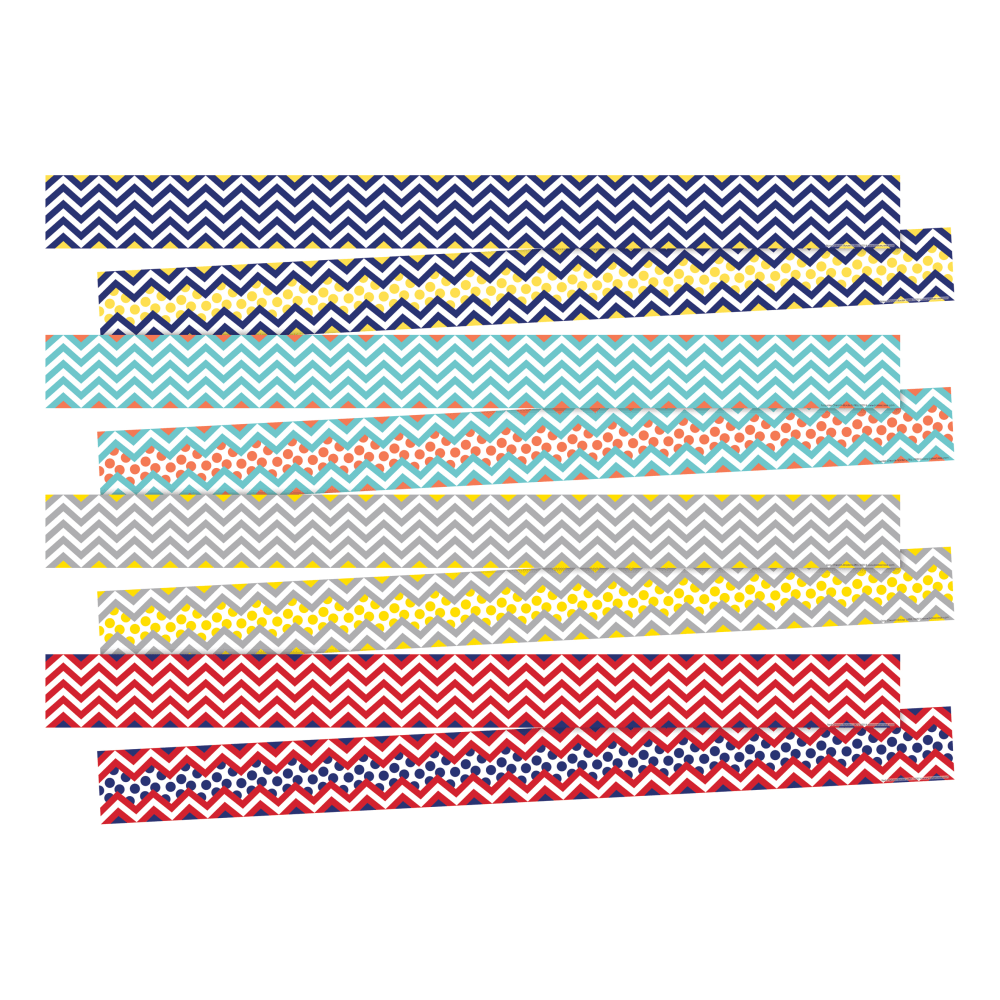 Barker Creek Double-Sided Border Set, 3in x 35in, Chevron, 12 Strips Per Pack, Set Of 4 Packs