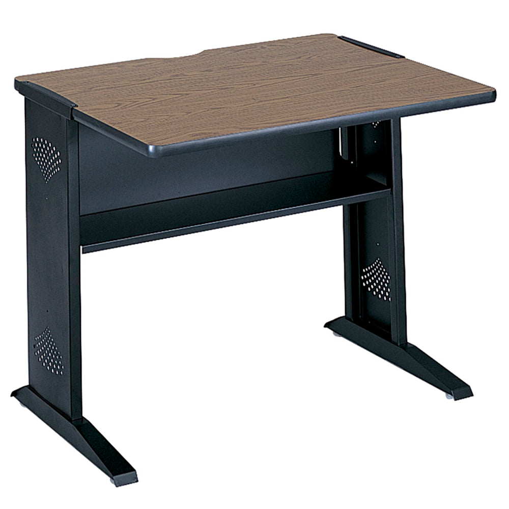 Safco Reversible-Top Computer Desk, 36inW, Mahogany & Medium Oak/Black