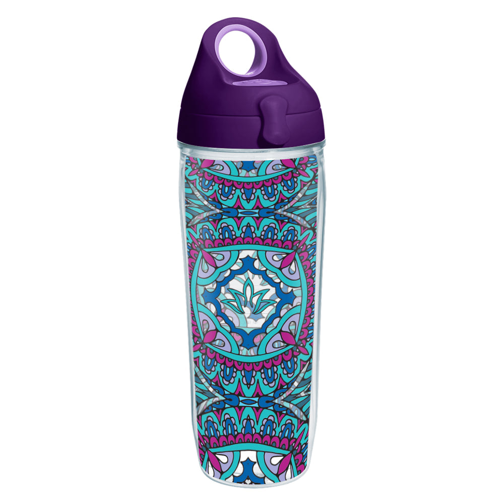 Tervis Kaleidoscope Yoga Lotus Water Bottle With Lid, 24 Oz, Clear