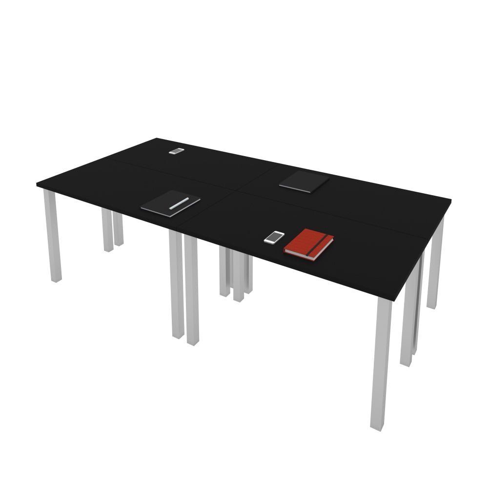 Bestar Universal 48inW Table Computer Desks With Square Metal Legs, Black, Set Of 4 Computer Desks