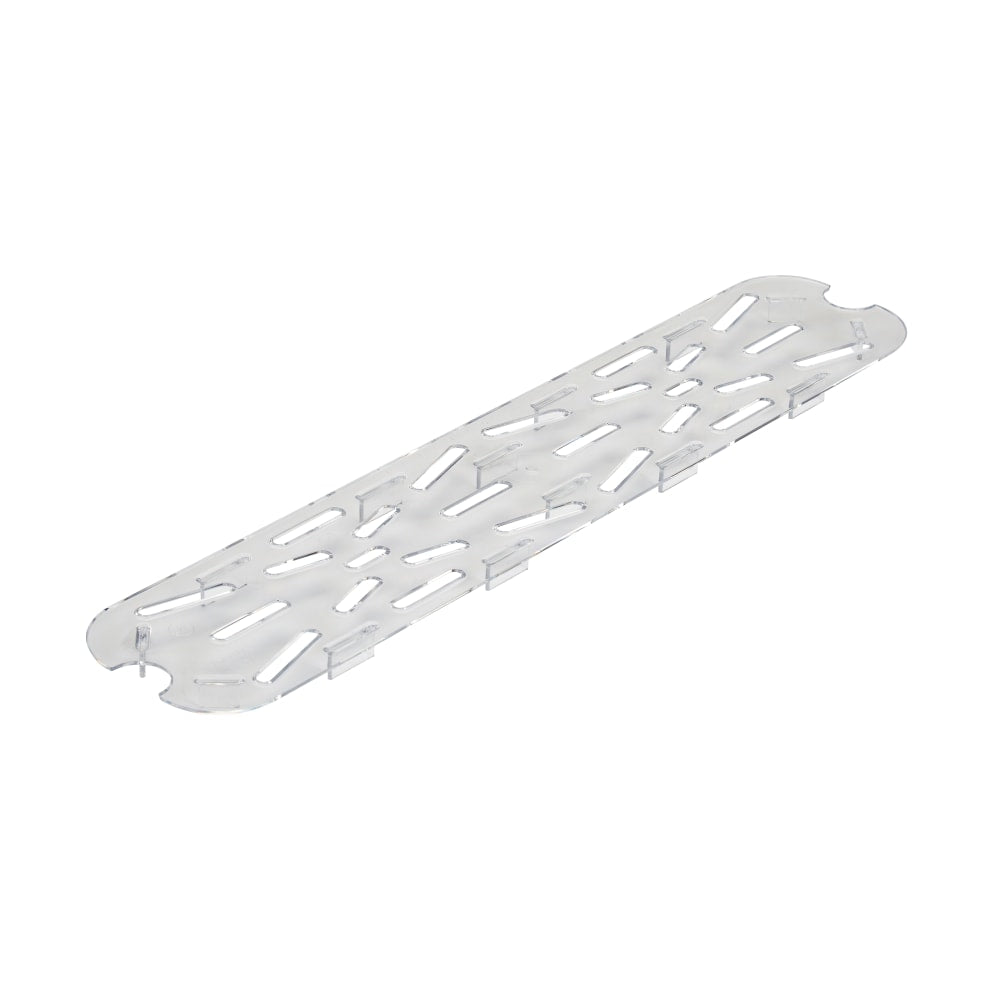 Cambro Camwear GN 1/2 Long Drain Shelves, 5/8inH x 3-5/8inW x 18-1/16inD, Clear, Pack Of 6 Shelves