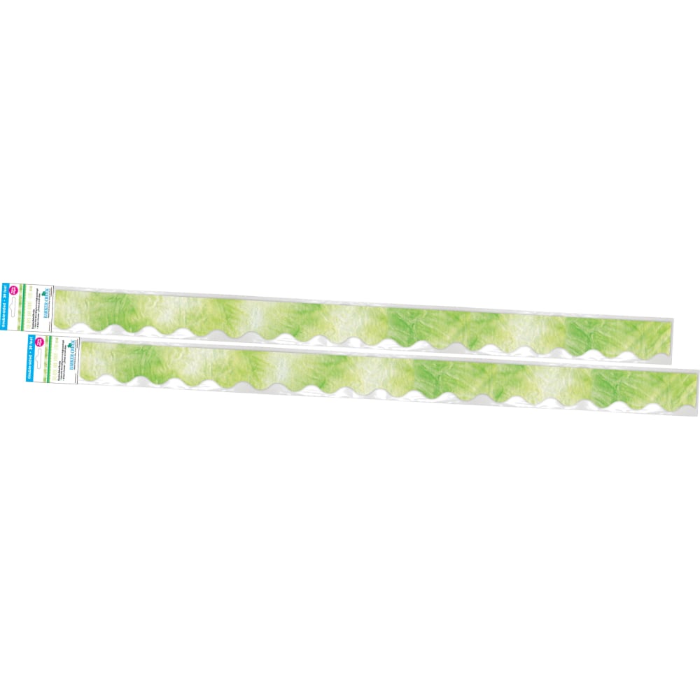 Barker Creek Double-Sided Scalloped-Edge Border Strips, Lime Tie-Dye/Ombre, 2-1/4in x 36in, Set Of 26 Strips