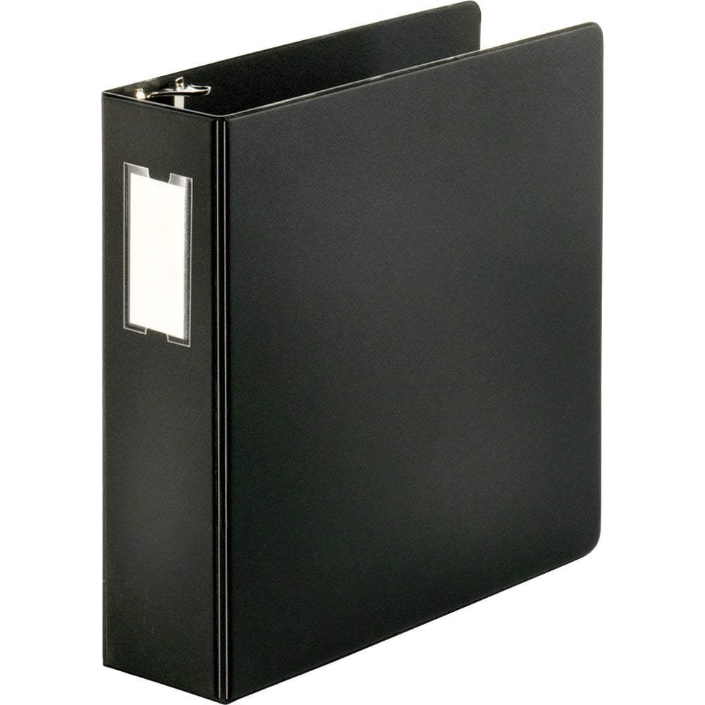 Business Source Slanted D-Ring Binders, 3in Ring, Black