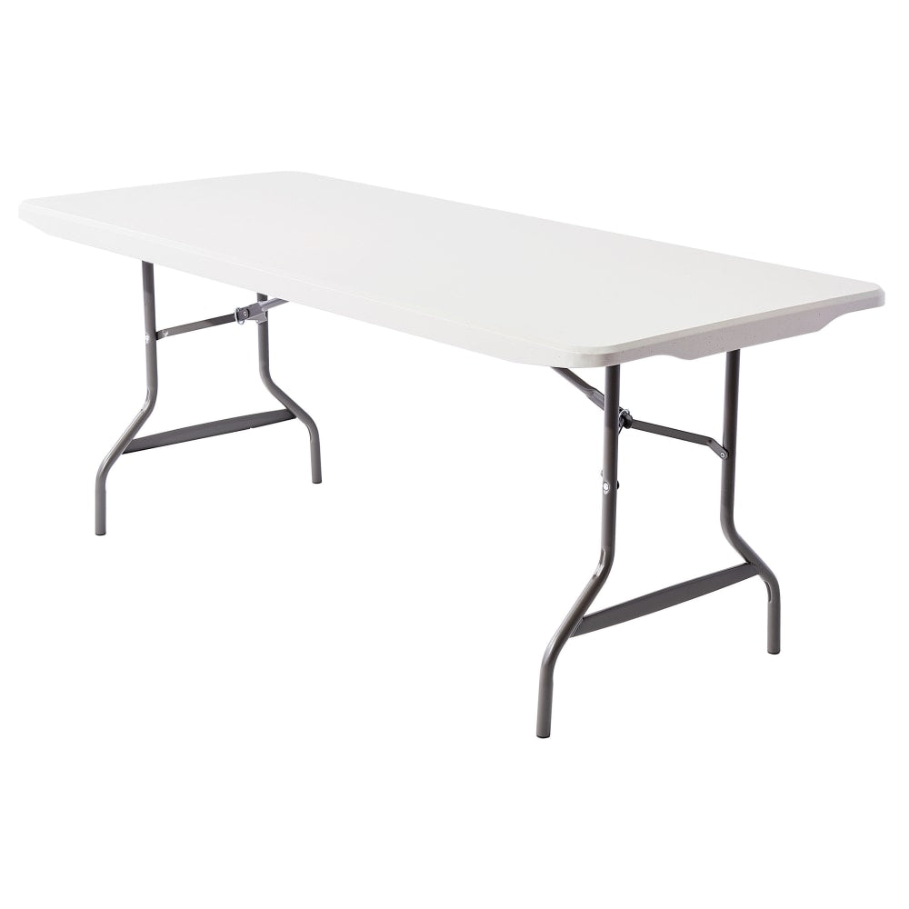 Realspace Molded Plastic Top Folding Table, 29inH x 72inW x 30inD, Gray Granite