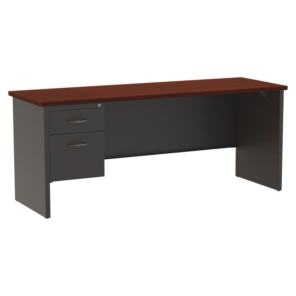 WorkPro Modular 72inW x 24inD Left-Pedestal Computer Desk, Charcoal/Mahogany