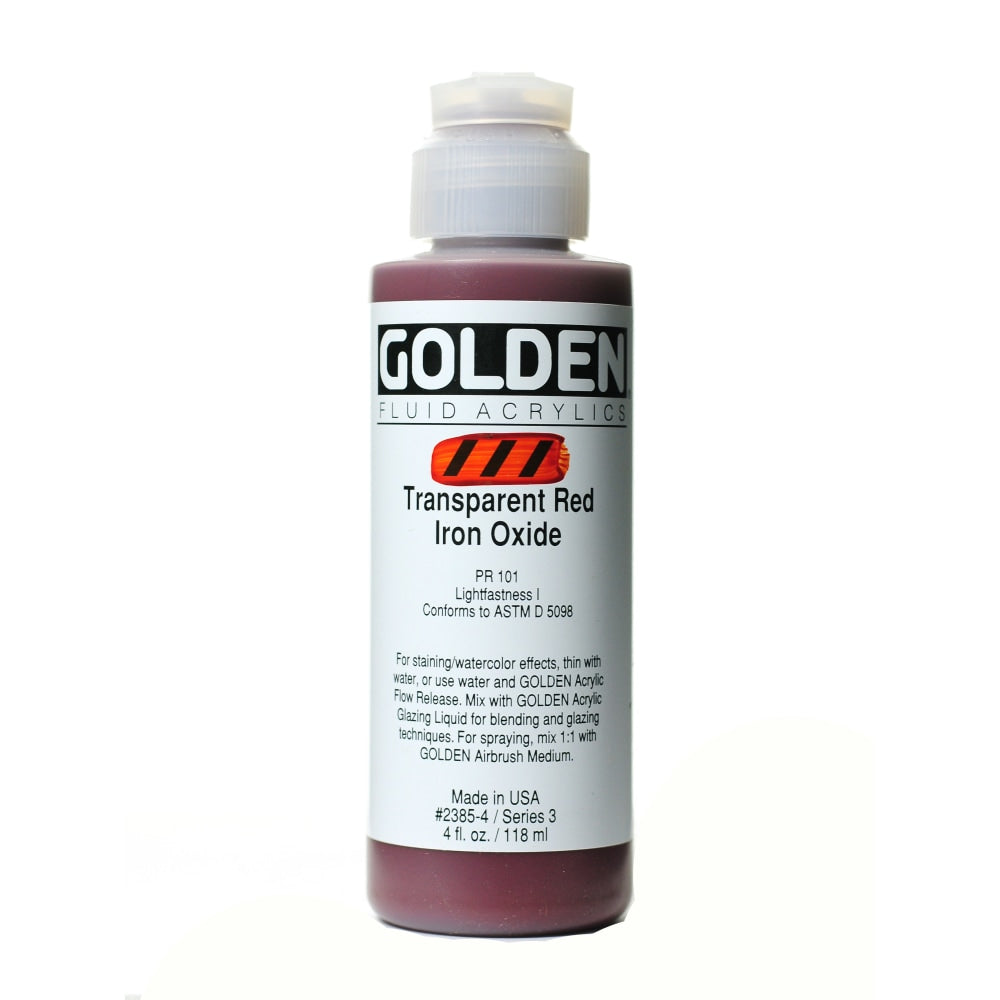 Golden Fluid Acrylic Paint, 4 Oz, Transparent Red Iron Oxide