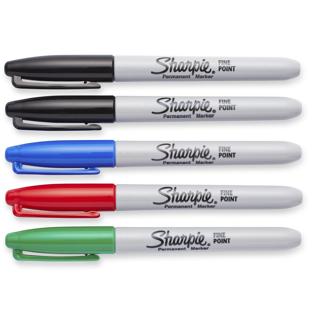 Sharpie Permanent Fine-Point Markers, Assorted Colors, Pack Of 5 Markers