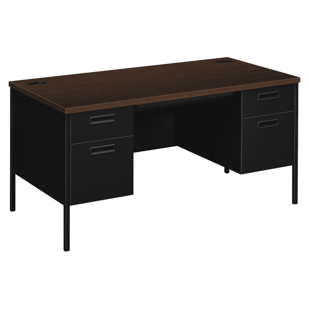 HON Metro 60inW Classic Double-Pedestal Computer Desk, Mocha/Black